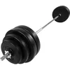 Image de MOVIT Ensemble d'Haltères Longs - 60,5kg, Barre Chromée Moletée, Fermetures Étoile, 8 Disques - Set Musculation, Fitness, Gym