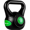 Image de MOVIT Kettlebell Stylish Black - 16kg, avec Housse en Matière Plastique, Protégeant le Sol, Testé contre Substances Nocives, Vert - Boule de Fonte, Haltère Russe, Poids à Poignée, Musculation