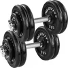 Image de MOVIT Ensemble d'haltères courts PRO, haltères en fonte, 2x 25kg, barre de 30mm norme standard, poignée moletée, fermetures en étoile, ensemble d'haltères courts poids