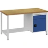 Image de Établi gris clair,RAL 7035/bleu séc.,RAL 5005 l.1500xH859xP750 mm hêtre Multiple