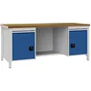 Image de Commerce du nord-ouest AG Établi B2000 x T750 x h859 Gris/Bleu tiroirs 2 x 150 portes 2 x 450 40 mm Multiplex