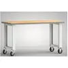 Image de Établi B1500xI700xP840mm hêtre multiplex gris clair, roulettes fixes et pivotantes VG D125mm