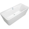 Image de V&B Baignoire rectangulaire Squaro Edge 12 Duo 180x80cm, vidage central, îlot, avec siège, blanc