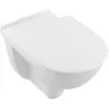 Image de Villeroy & Boch O.novo Vita 4695R001 Cuvette WC murale sans rebord surélevée + 6 cm WC sans obstacles avec siège confortable, cuvette WC suspendue en céramique sanitaire pour personnes handicapées