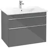 Image de V&B Meuble sous lavabo Venticello 75,3x59x50,2cm, Poignée Chrome, gris brillant