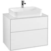 Image de V&B Meuble sous lavabo Finion 80x60,3 cm, plan de fermeture blanc brillant, laqué blanc