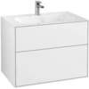 Image de V&B Meuble sous lavabo Finion 79,6x59,1x49,8cm, laqué blanc, avec éclairage mural