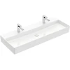 Image de V&B Memento 2.0 Lavabo 120x47 cm, 2 trous de robinet, sans trop-plein, blanc alpin