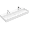 Image de V&B Memento 2.0 Lavabo 120x47 cm, 2 trous robinet, sans trop-plein, blanc alp C+