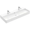 Image de V&B Memento 2.0 Lavabo 120x47 cm, 2 trous robinet, avec trop-plein, blanc alpin C+