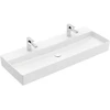 Image de V&B Memento 2.0 lavabo 120x47 cm, 2x perçages robinet, sans trop-plein, blanc mat C+
