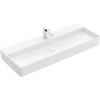 Image de V&B Memento 2.0 Lavabo 120x47 cm, robinetterie, sans trop-plein, blanc mat C-plus