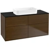 Image de V&B Meuble sous lavabo Finion 120x60,3x50,1 cm, bleu brillant, placage noyer