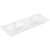 Image de V&B Meuble double vasque VENTICELLO 130x50 cm, 2 becs, avec trop-plein, blanc pierre C-plus