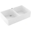 Image de V&B Évier double bac 90 x pl. avec robinet, excentrique, blanc alp C-plus