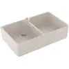 Image de V&B Évier double bac 90 x P avec égouttoir, mitigeur, excentrique, crema C-plus