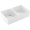 Image de V&B Évier double bac 90 x avec garniture de vidange, mitigeur, blanc alp C-plus