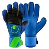 Image de uhlsport Aquasoft Gants de Gardien de But avec Fixation au Poignet - Spécialement pour Temps Humide - Bleu Pacifique/Noir/Vert Fluo - Taille 7