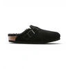 Image de Birkenstock pour femme. 259883 Sabots en Cuir Boston Shearling (Coupe Étroite) noir (37), Plat, Aucun, Casuel