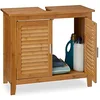 Image de Relaxdays 10019203 Meuble dessous de lavabo LAMELL pour la salle de bain cuisine 2 Portes en bambou Sous-lavabo rangement serviettes accessoires H x l x P: 60 x 67 x 30 cm armoire dessous évier Bois, nature