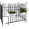 Image de Relaxdays Clôture de jardin en métal lot de 4 en fer forgé jardin terrasse bordure poteau 4,8 m 90 x 120 cm anthracite noir