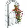 Image de Relaxdays Arcade de rosiers avec porte, Arche pour plantes grimpantes, H x L X P: 215 x 115 x 43 cm, vert foncé