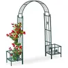 Image de Relaxdays Arcade de rosiers, pergola Plantes grimpantes, 2 bacs jardinière, HxlxP 226 x 204 x 45 cm, Vert foncé