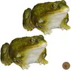 Image de Relaxdays Statue Grenouille, Lot de 2, Figurine déco Jardin Crapaud en Pierre décoration Balcon terrasse étang, Vert