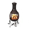 Image de Relaxdays brasero Mexicain, tisonnier, Gril en Bois, Pare-étincelles, Jardin, terrasse, Antique, H 89 cm, Rouge-Bronze