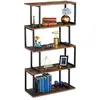 Image de Relaxdays Étagère, bibliothèque, design industriel, 5 supports, MDF et métal, HxlxP136x73x30cm, droite, brun/noir