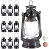 Image de Relaxdays 10x Lampe-tempête LED, Lanterne Retro comme décoration de fenêtre ou de Jardin, à Piles, Noir
