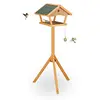 Image de Relaxdays Mangeoire à Oiseaux avec Support, Grand, Toit résistant aux intempéries, Bois, 137 x 66 x 59 cm, Nature/Vert