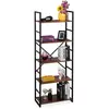 Image de Relaxdays Etagère à Livres 5 Niveaux, Style Industriel, HLP: 158,5 x 60 x 30 cm, MDF & métal, bibliothèque, Marron/Noir