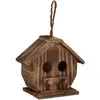 Image de relaxdays Nichoir pour Oiseaux déco, en Bois brulé, volière à Suspendre, pour l’extérieur, 28,5 x 19 x 10,5 cm, Naturel