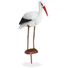 Image de Relaxdays Statue de Jardin Cigogne, Lot de 4, Figurine de décoration, Protection héron, Naissance, 80 x 22 x 64 cm, Blanc/Rouge