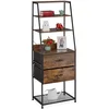 Image de Relaxdays Étagère Vintage, 2 tiroirs, 5 étages, Design Industriel, HxLxP : 164 x 60 x 41,5 cm, bibliothèque, Noir-Marron