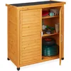 Image de Relaxdays Placard de Jardin, 3 étagères, Toit Plat incliné, Double Porte, HLP : 97x86,5x47 cm, Armoire à Outils, Nature