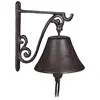 Image de Relaxdays Clochette de Porte en Fonte, lot 5, Antique Carillon Fort et Clair Cloche Murale résistante Brune