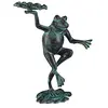 Image de Relaxdays Statue de Jardin, Lot de 5, Grenouille dansante, Fonte Fer, Sculpture, Figurine de Jardin, Taille M, décoration, Vert