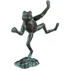 Image de Relaxdays Statue de Jardin, Lot de 2, Grenouille dansante, Fonte Fer, Sculpture, Figurine de Jardin, Taille L, décoration, Vert