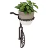 Image de Relaxdays 3X Supports Pot de Fleurs Mural Roue, Fonte, décoration extérieur, résistant aux intempéries, Ø 13 cm, Brun foncé
