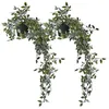 Image de Relaxdays Plante Artificielle, Lot de 2 Fausses Fleurs à Suspendre, pothos, Plastique, HxD : 60x20 cm, Vert - Noir