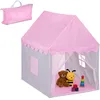 Image de Relaxdays Tente pour Enfants, avec Grande entrée, H x L x P : 130 x 95 x 125 cm, Grande entrée, Rose et Gris