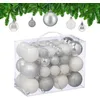 Image de Relaxdays 50 Boules de Noël, Mates, Brillantes & pailletées, pour décorer Le Sapin, argentées & Blanches