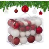 Image de Relaxdays 50 Boules de Noël, Mates, Brillantes & pailletées, pour décorer Le Sapin comme il se Doit, Blanches & Rouges