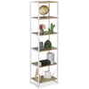Image de Relaxdays Bibliothèque, Étagère sur Pied, HxLxP: 180 x 50 x 35 cm, 6 Niveaux Ouverts, Meuble d'appoint, Blanc/Naturel
