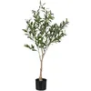 Image de Relaxdays Olivier Artificiel, Arbre décoratif, détails réalistes, H x D : 120 x 60 cm, Vert et Marron