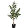 Image de Relaxdays Olivier Artificiel, Arbre décoratif, détails réalistes, H x D : 90 x 50 cm, Vert et Marron