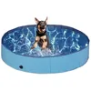 Image de Relaxdays Piscine pour Chien, avec Valve, Pliable, 30 x 160 cm, pour rafraîchir Votre Animal, PVC & MDF, Bleu