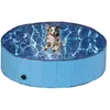 Image de Relaxdays Piscine pour Chien, avec Valve, Pliable, 30 x 120 cm, pour rafraîchir Votre Animal, PVC & MDF, Bleu